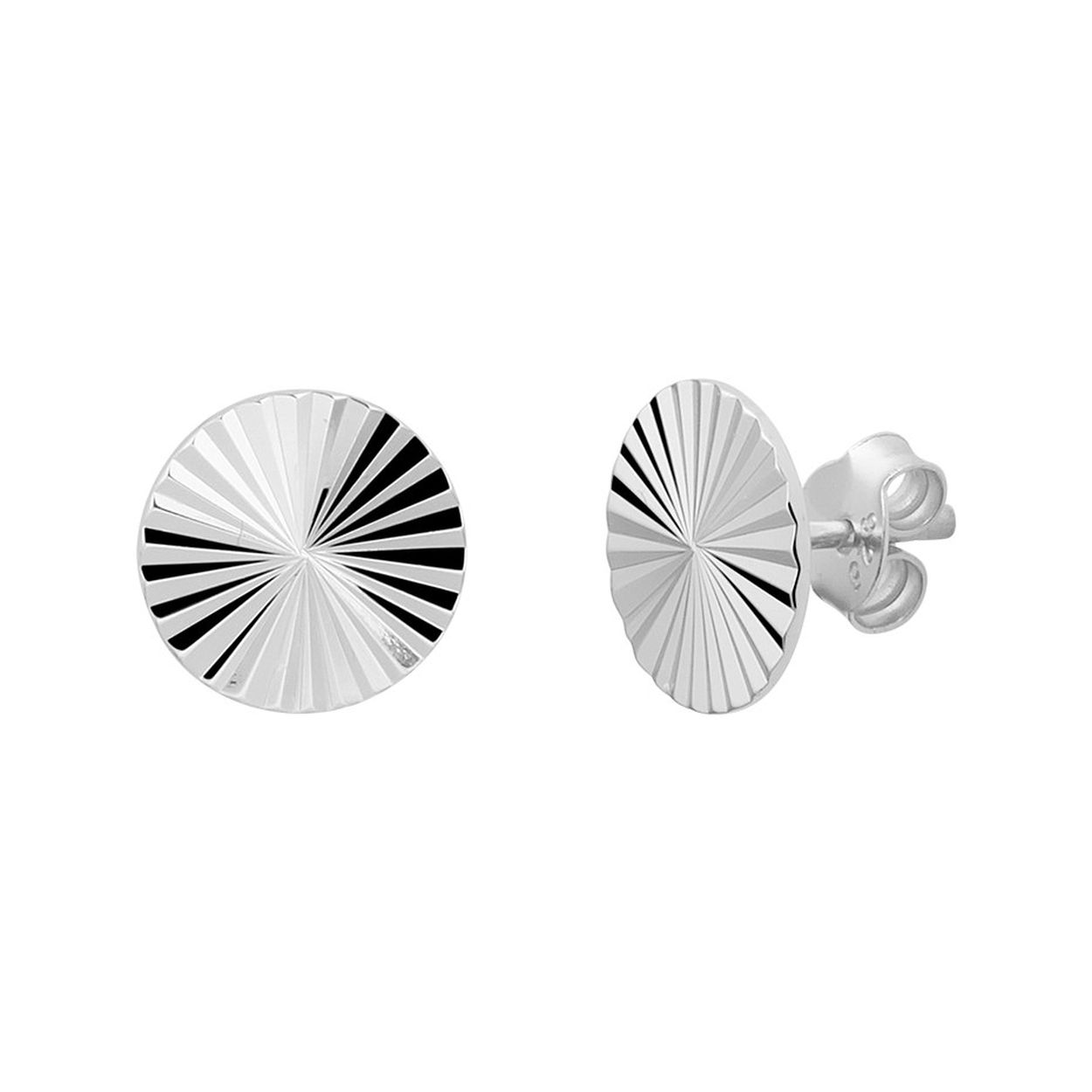 Gerhodineerd 925 zilveren oorknoppen met een gediamanteerde afwerking. De oorknoppen hebben een diameter van 10mm.