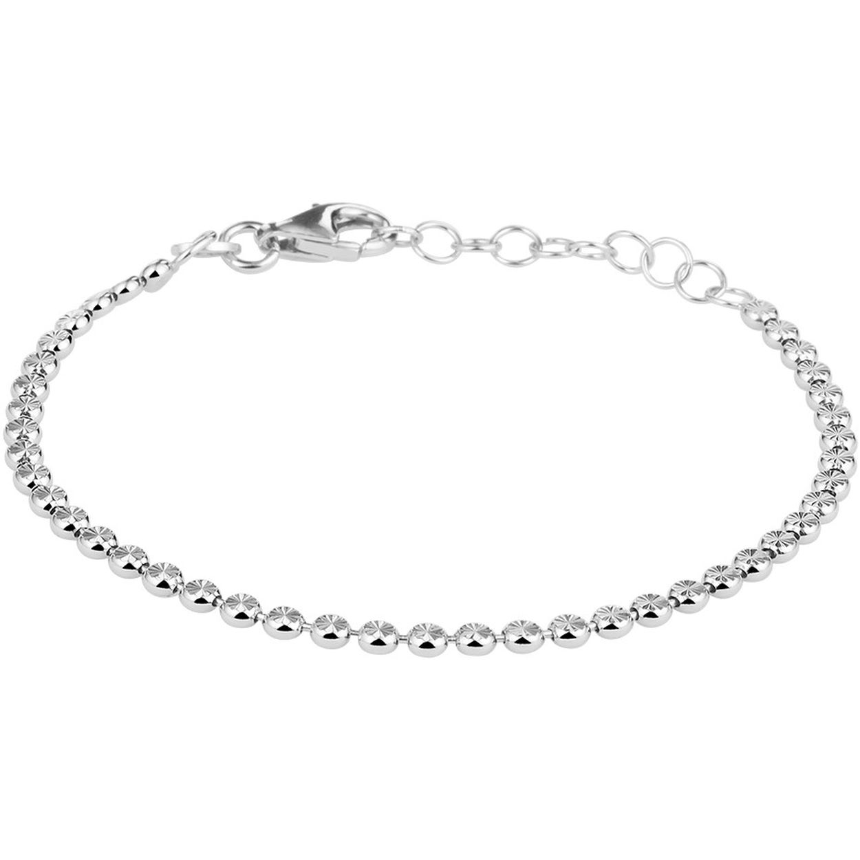 Gerhodineerd 925 zilveren armband met een schakelbreedte van 2.8mm en een gediamanteerde afwerking. De armband heeft een draaglengte van 16cm met een extensie van 3cm en een stevige karabijn sluiting.
