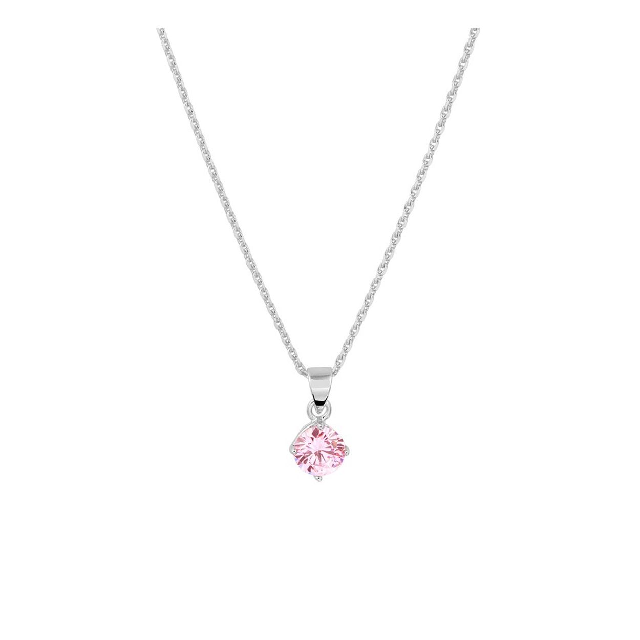 Gerhodineerd 925 zilveren collier uitgevoerd met een ronde hanger met daarin een schitterende roze zirkonia. Het collier heeft een draaglengte van 41cm met een extensie van 4cm en een stevige karabijn sluiting. De hanger heeft een diameter van 7mm.