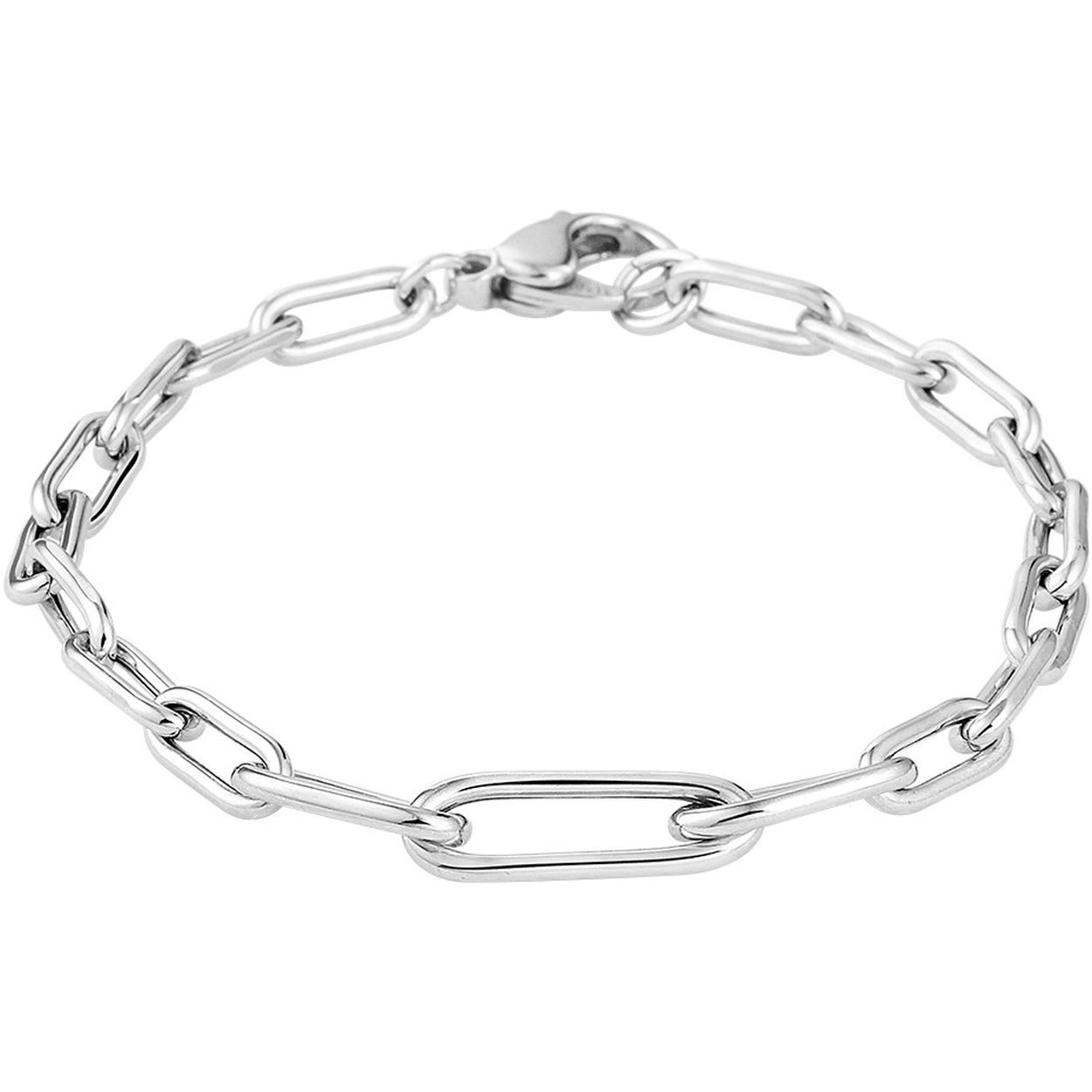 Gerhodineerd 925 zilveren paperclip armband met een schakelbreedte van 6.5mm. De armband heeft een draaglengte van 19cm en een stevige karabijn sluiting.