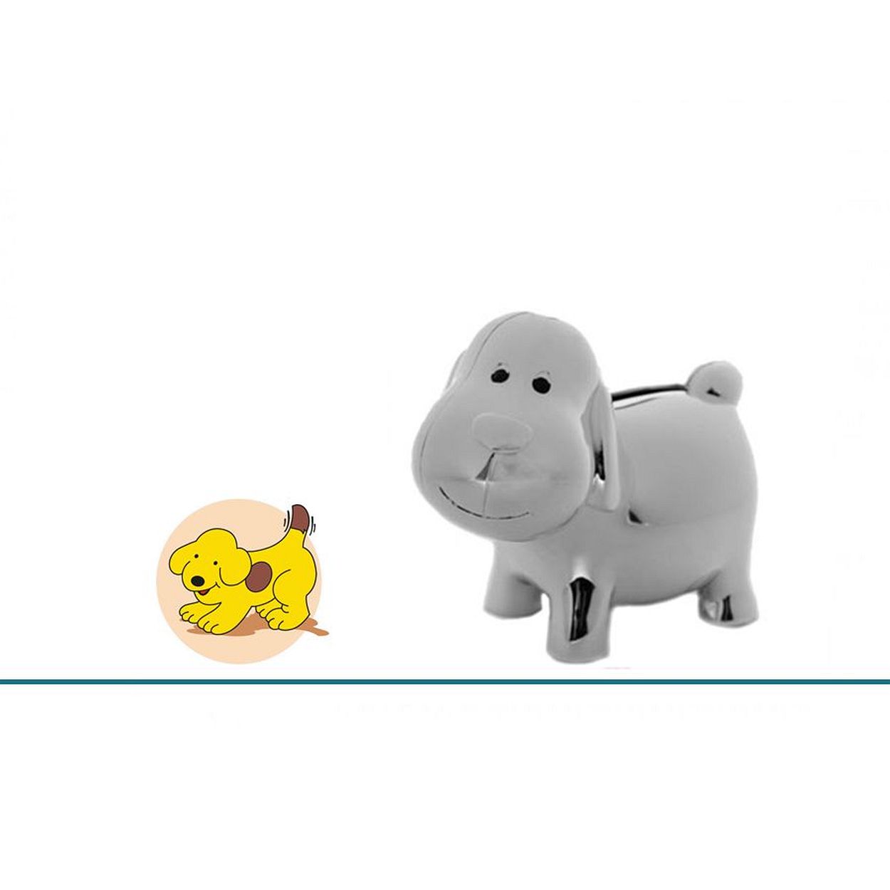 Geboortecadeau - Verzilverde spaarpot - Hondje