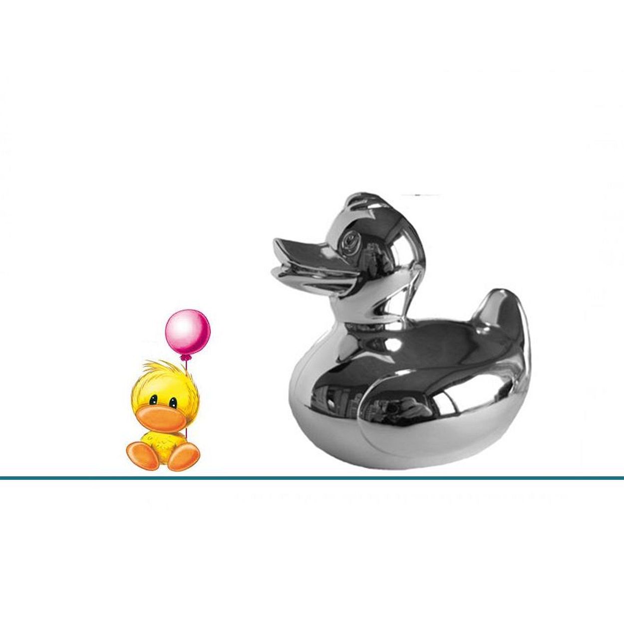 Geboortecadeau - Verzilverde spaarpot - Eend groot