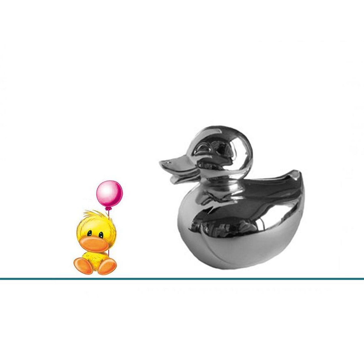 Geboortecadeau - Verzilverde spaarpot - Eendje klein