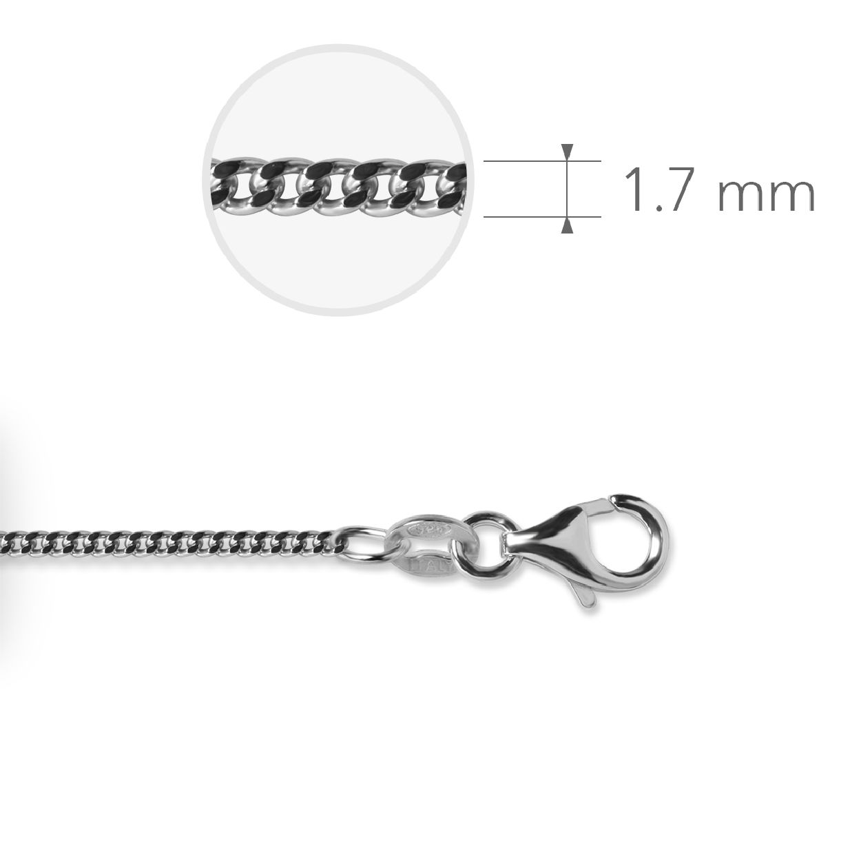 Zilveren collier lengte gourmet 45cm