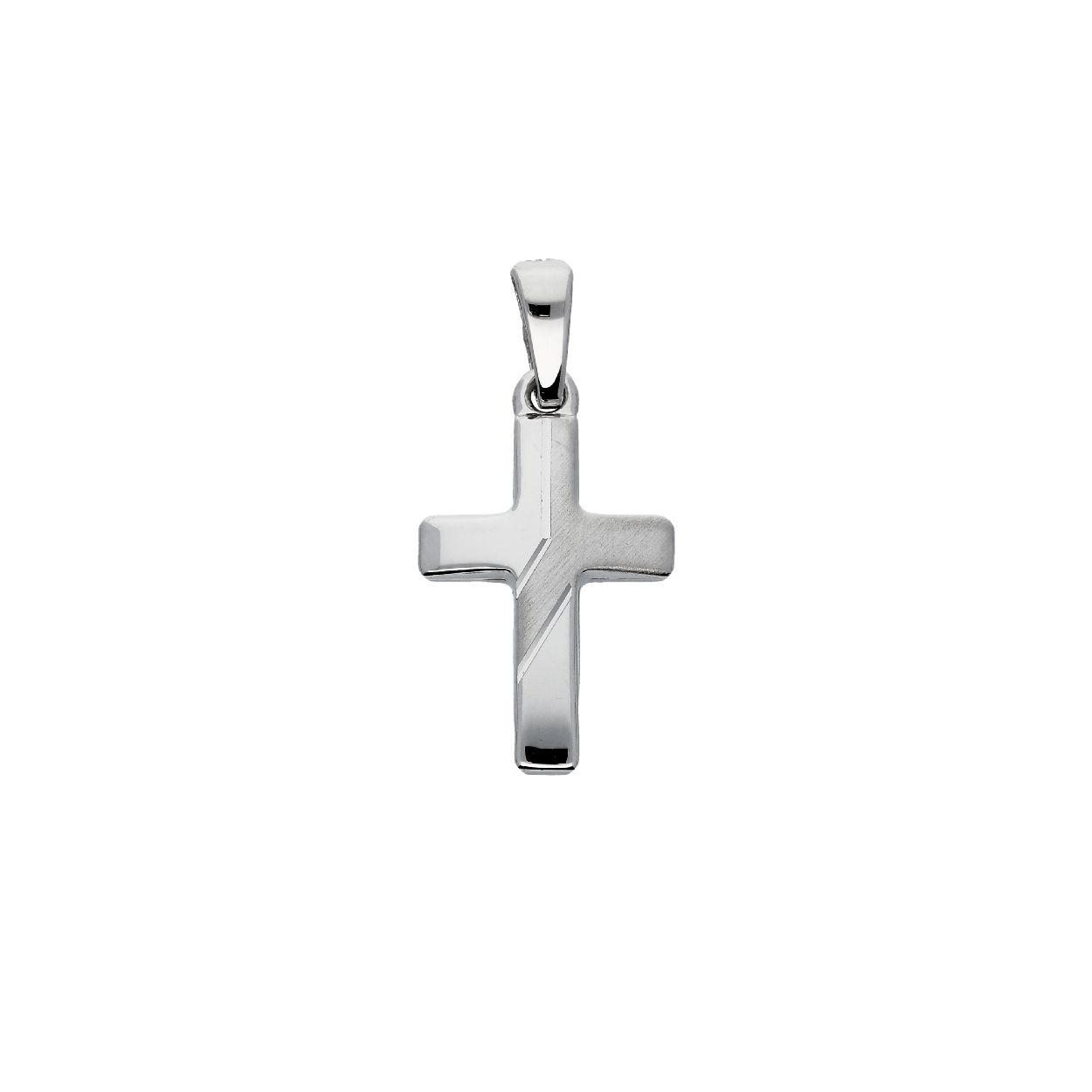Dit massieve zilveren kruisje is een opvallende hanger met een mix van matte en glanzende afwerkingen. Met een gewicht van 1,3 kg en een breedte van 11 cm, voegt het een sterke statement toe aan elke outfit. Draag het aan een stevige ketting om je stijl te verheffen en betekenis te geven.