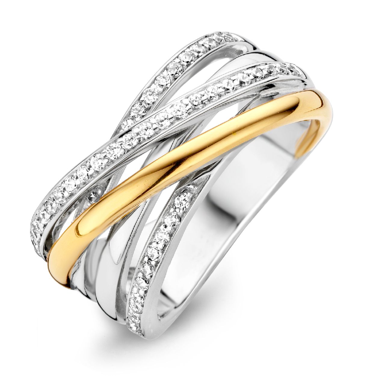 Deze Moments Ring Verguld is voorzien van gefacetteerde zirkonia stenen en is verkrijgbaar in maat 56. Het tijdloze design maakt deze ring perfect voor dagelijks gebruik of bij speciale gelegenheden. Draag deze ring alleen voor een subtiele touch of combineer met andere ringen voor een trendy look. Dankzij de vergulde afwerking blijft de ring lang mooi glanzen. Maak je outfit compleet met deze prachtige ring!