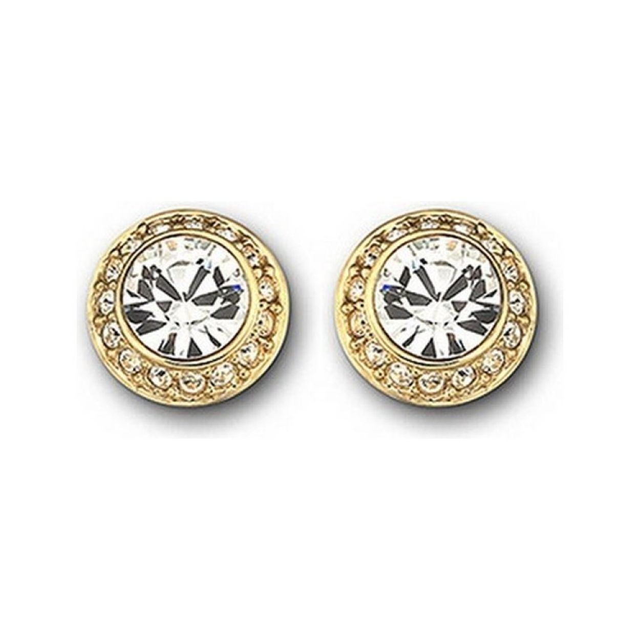 Dit zijn oorbellen van het merk Swarovski. De kleur is goud.