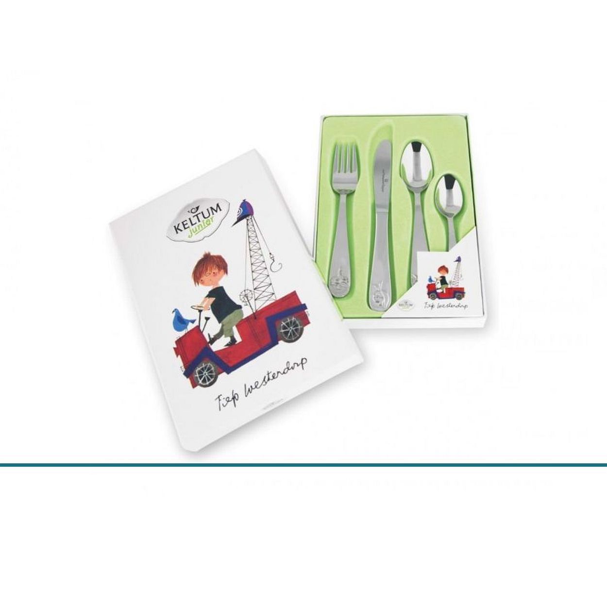 Geboortecadeau - Stalen bestek - 4 delig - Pluk van de Petteflet - Fiep Westendorp