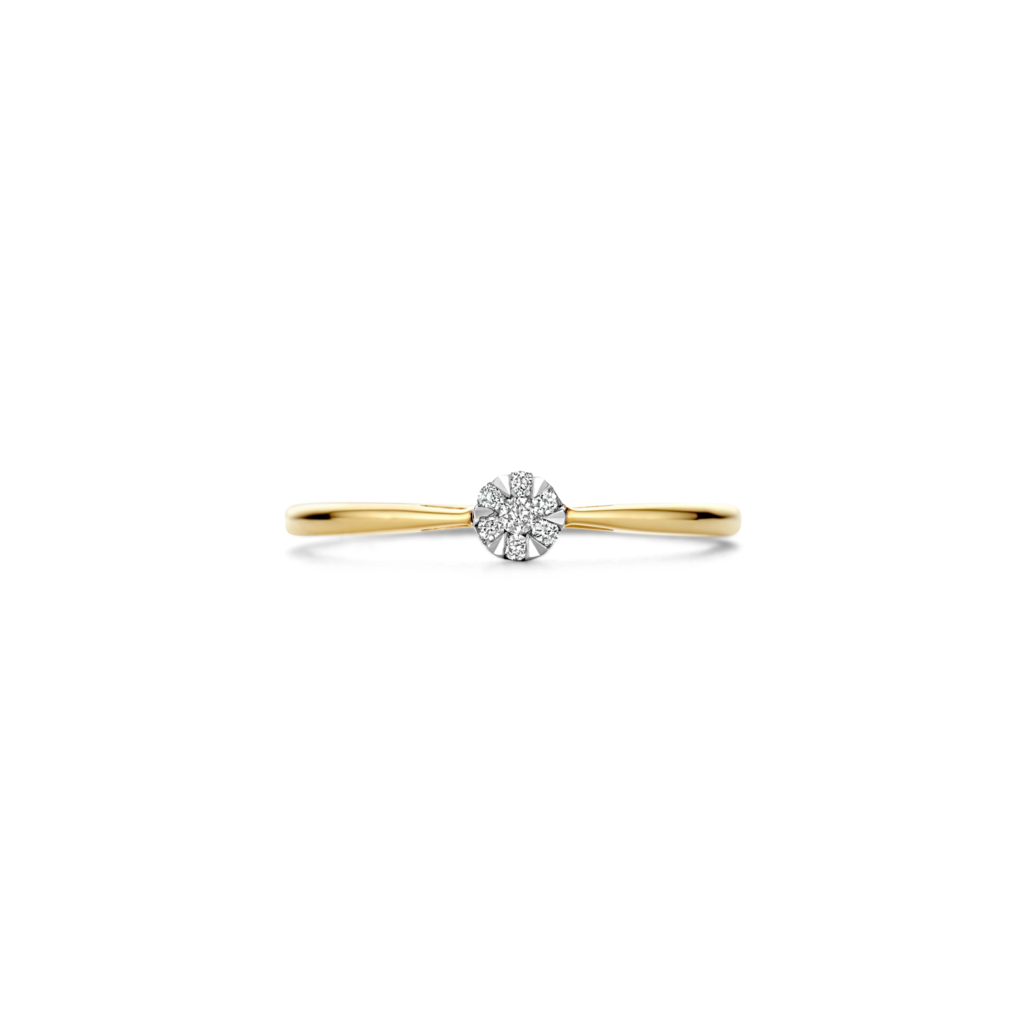 gouden Blush Diamond ring, rozet 0.05ct mt54