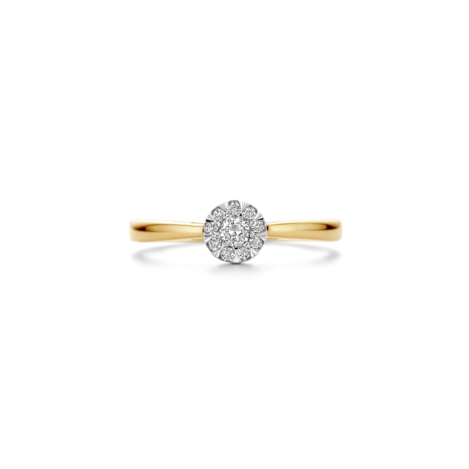 gouden Blush Diamonds ring, rozet+ 0.15ct mt54