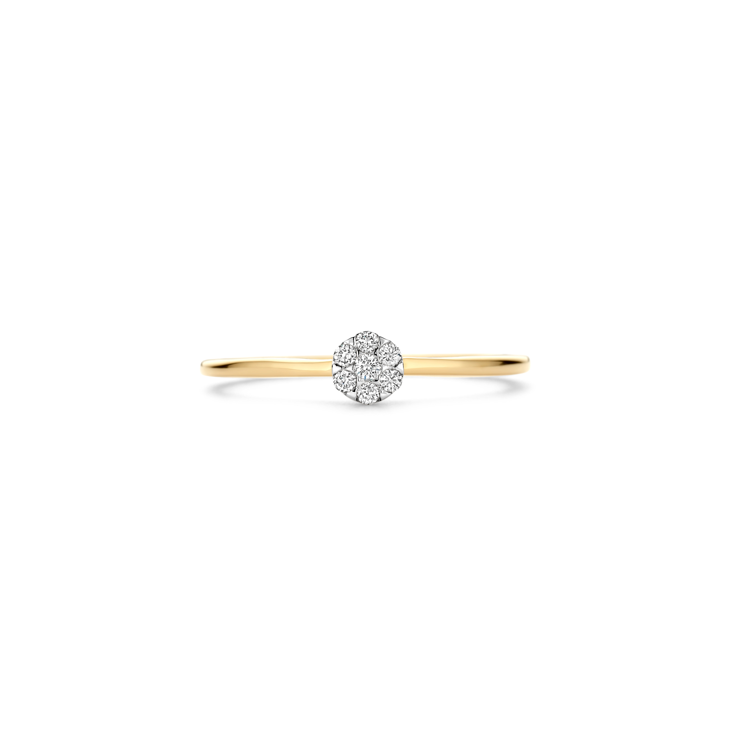gouden Blush ring, rozet+ 0.09ct mt54