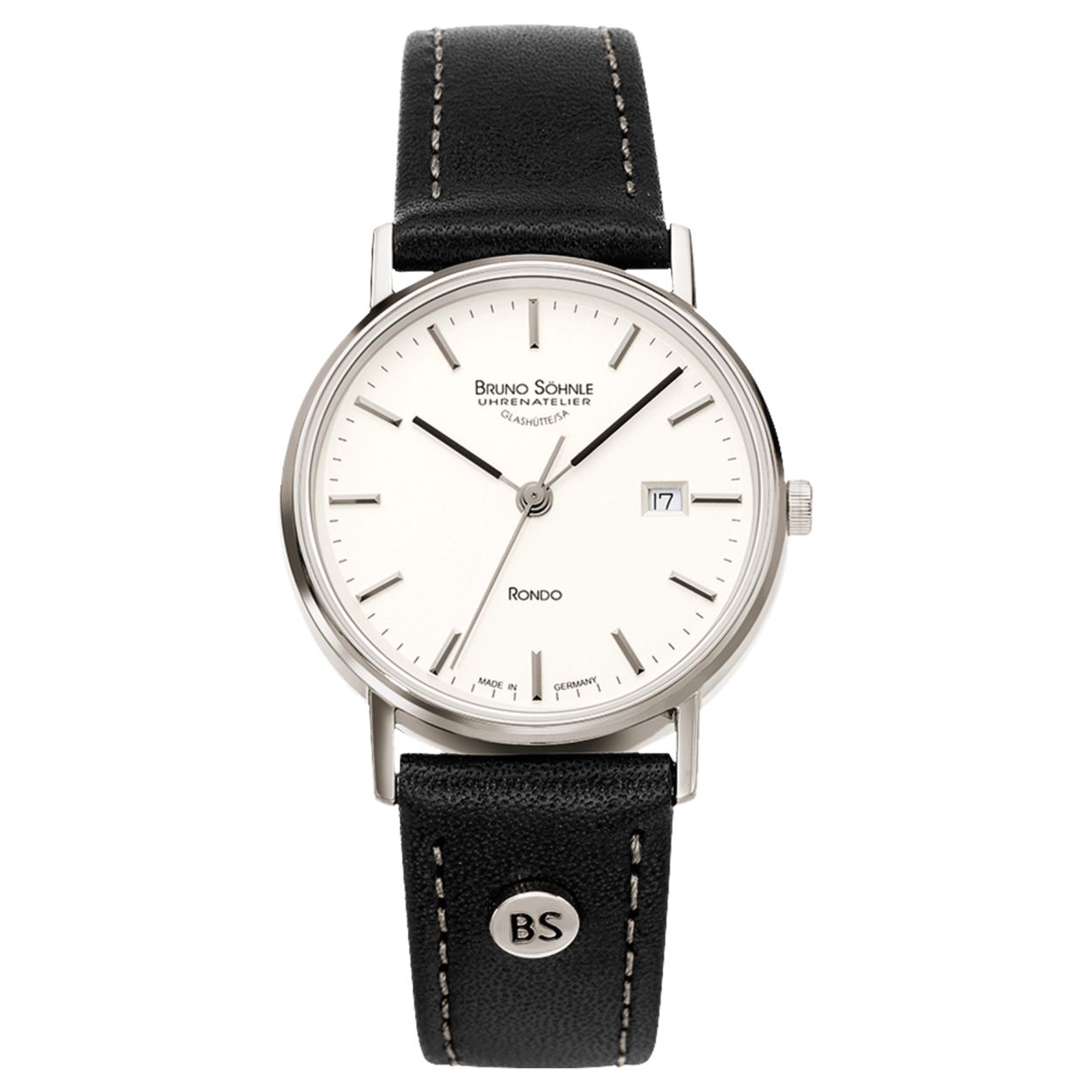 Bruno Söhnle heren horloge staal met lerenband.