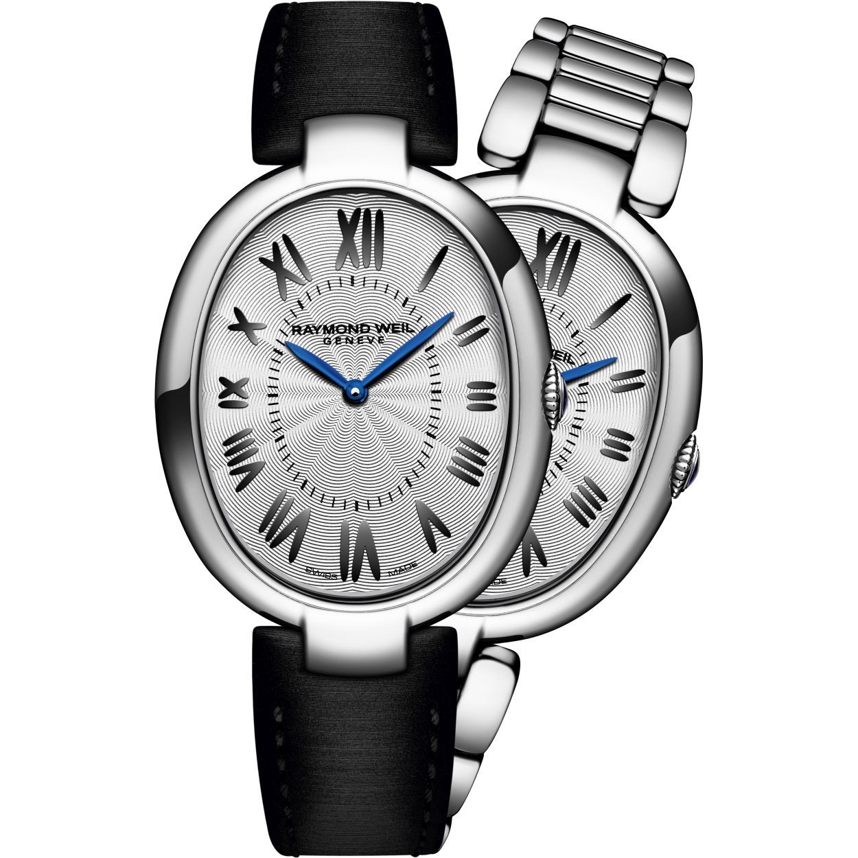 een elegant dameshorloge met extra zwarte band
