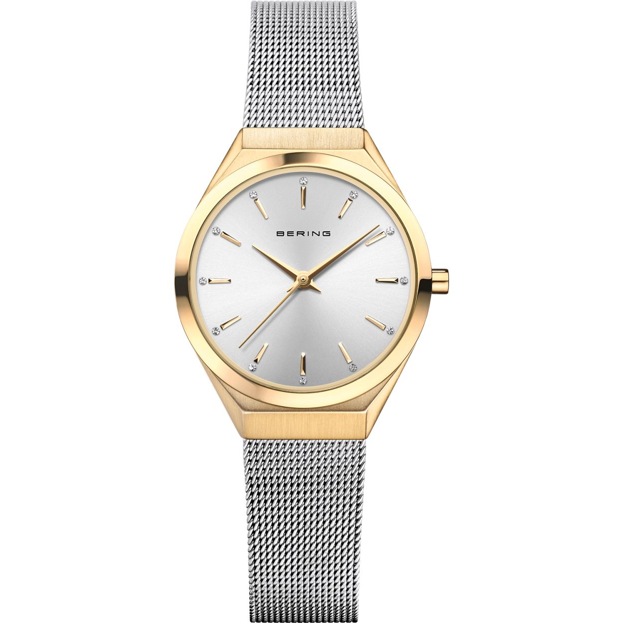 Dit dameshorloge is van het merk Bering. Het is een horloge gemaakt van edelstaal. De diameter van de kast is29 mm en de kast is 5 mm dik.
De verdere specificaties van het horloge zijn als volgt:
Glassoort: saffier
Kastmateriaal: edelstaal
Waterdichtheid: 3 ATM
Techniek: quartz
Bandlengte: 180
Bandmateriaal: Milanees
Bandkleur: Zilver
Kastkleur: gold
Wijzerplaatkleur: Zilver
Sluiting: Klapsluiting