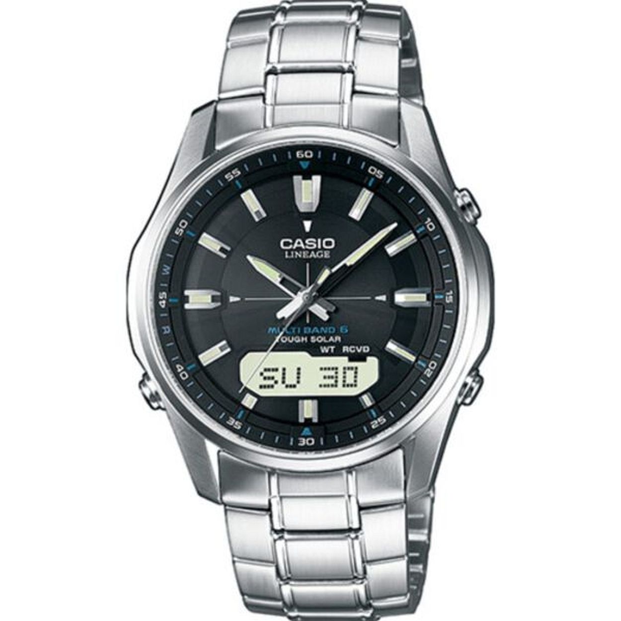 Dit horloge van Casio komt uit de collectie: Radio Controlled. Dit horloge heeft de volgende functies: LED lampje, 5 alarmen per dag, Automatische kalender, 12/24-uurs tijdweergave, Knopgeluiden aan/uit, Lichtenergie, Stopwatchfunctie - 1/100 sec. - 1 uur, Zendergestuurd (EU, USA, JPN, CHN), Wereldtijden