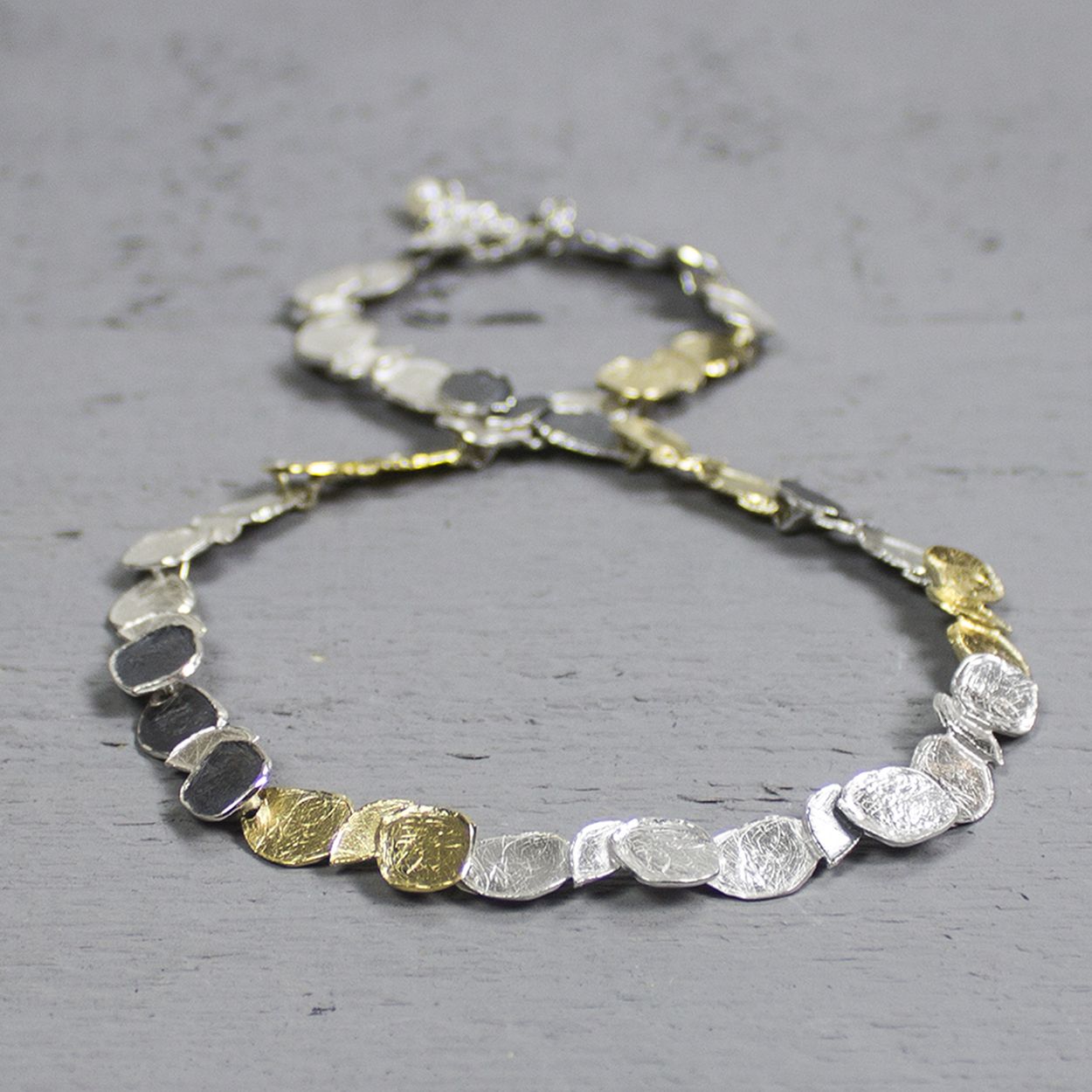 Zilver Jéh collier zilver oxy/wit handmade.