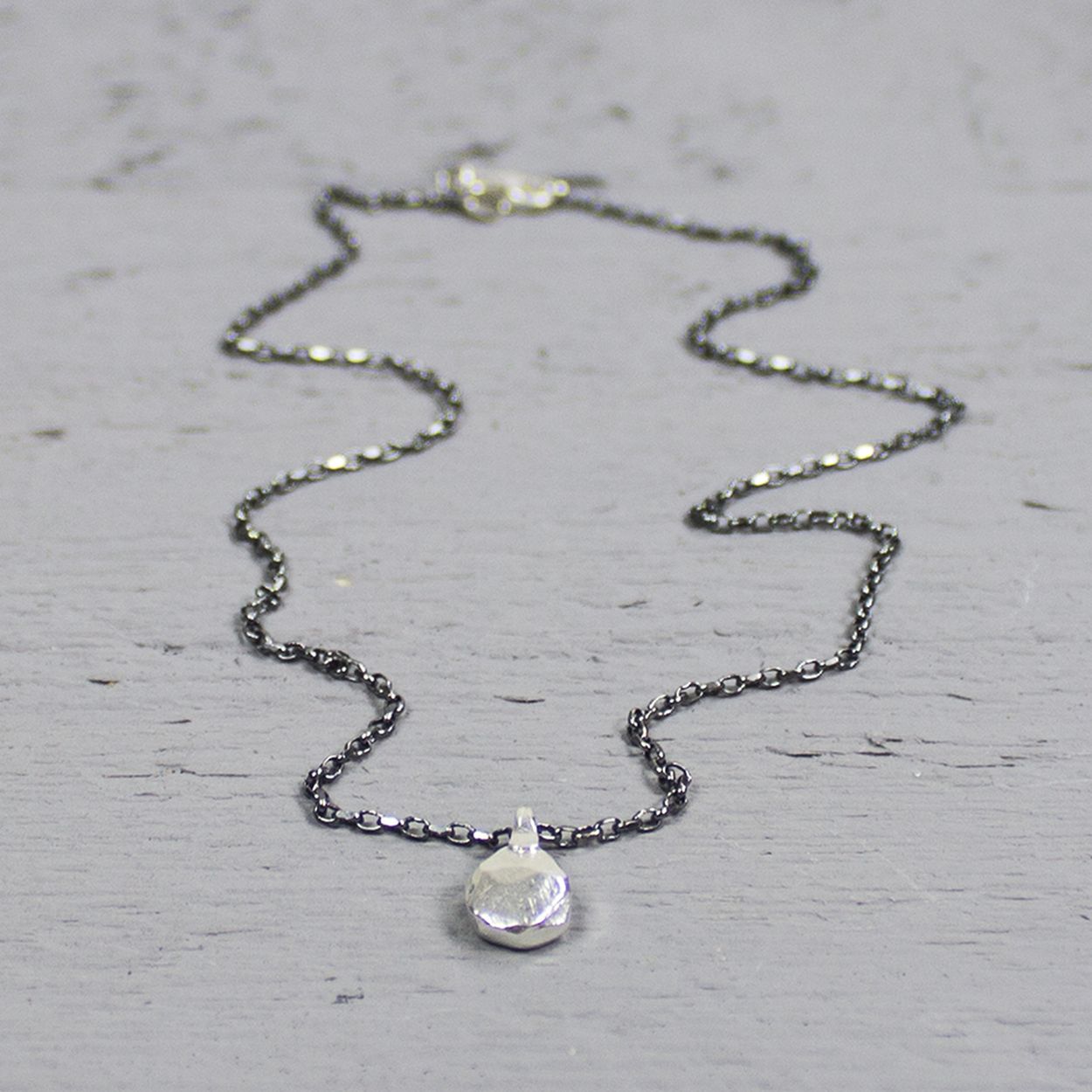 Collier zilver oxy/wit 42cm