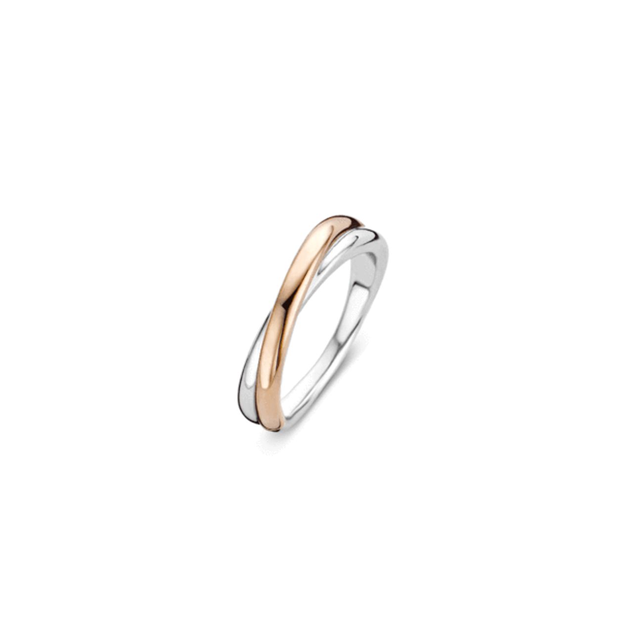 TI SENTO - Milano roségouden ring. De ring is gemaakt van gerhodineerd sterling zilver en is deels voorzien van een 18 karaat roségouden plating.