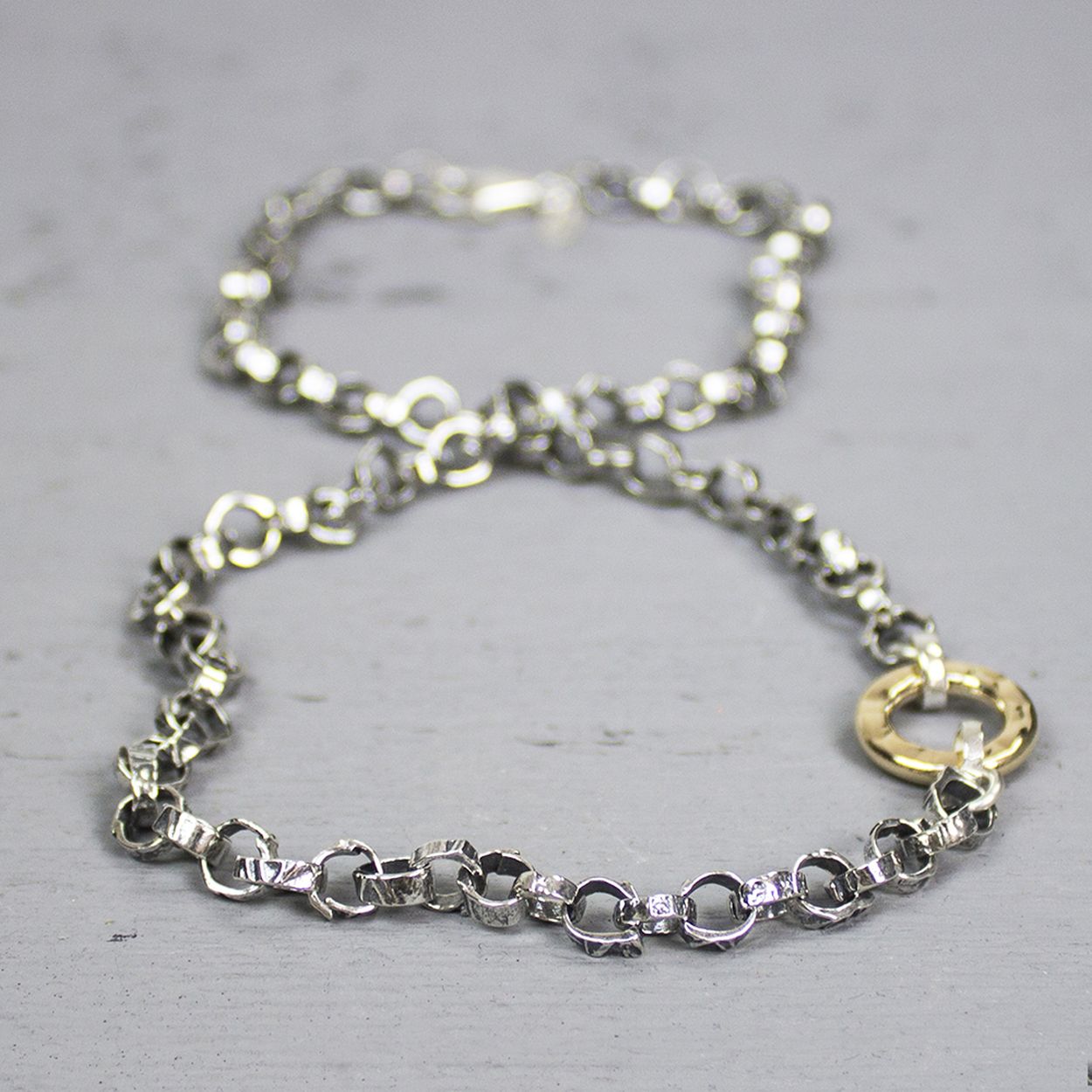 Collier zilver oxy met donut van Gold filled