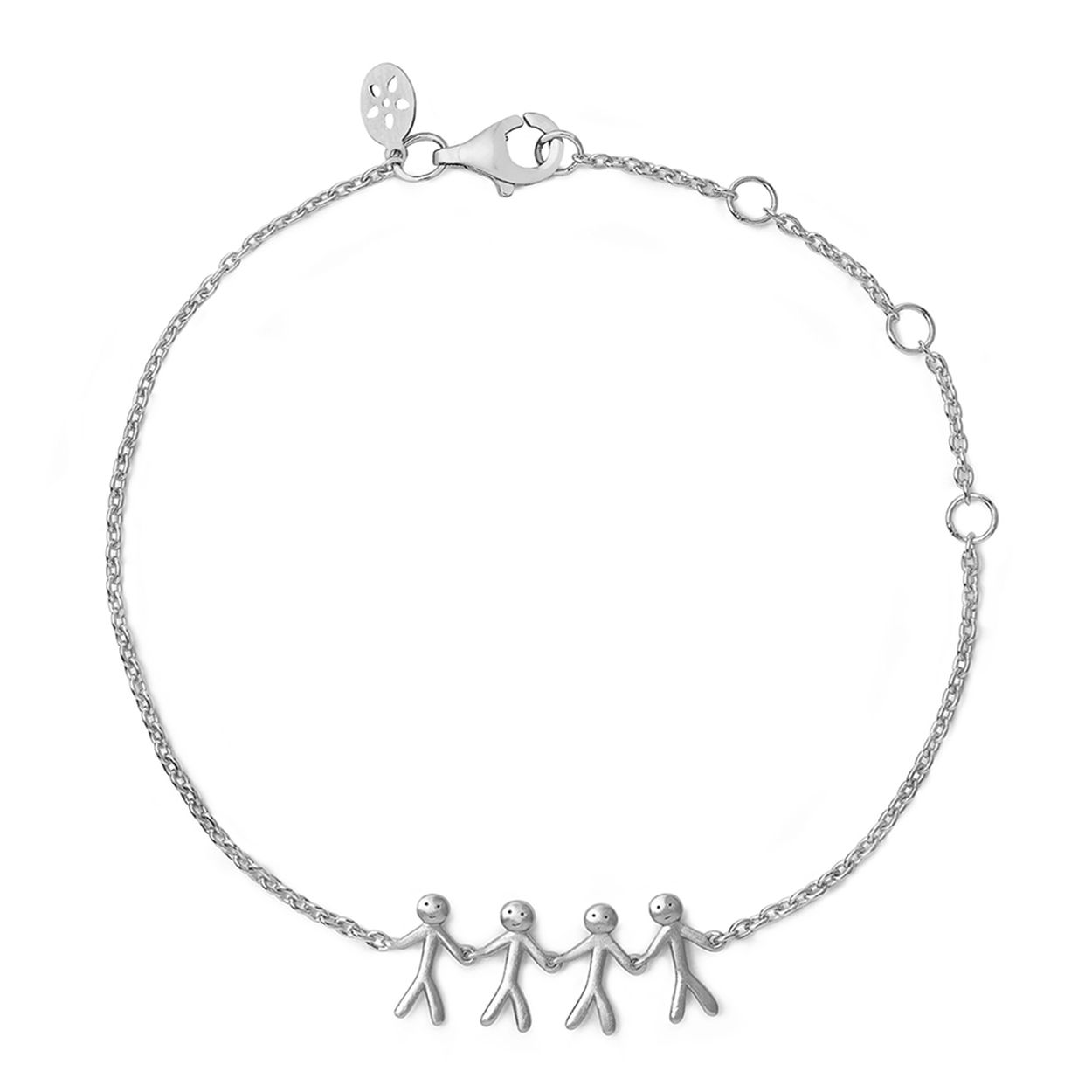 De "Together" collectie is opgedragen aan de personen die jouw dierbaar zijn of lief hebt. Wie betekent het meest voor jou? Afmetingen: 1 persoon is 10 mm lang and 5 mm breed (van arm tot arm). De maximale lengte van de armband is 19,5 cm en kan kleiner versteld worden.
