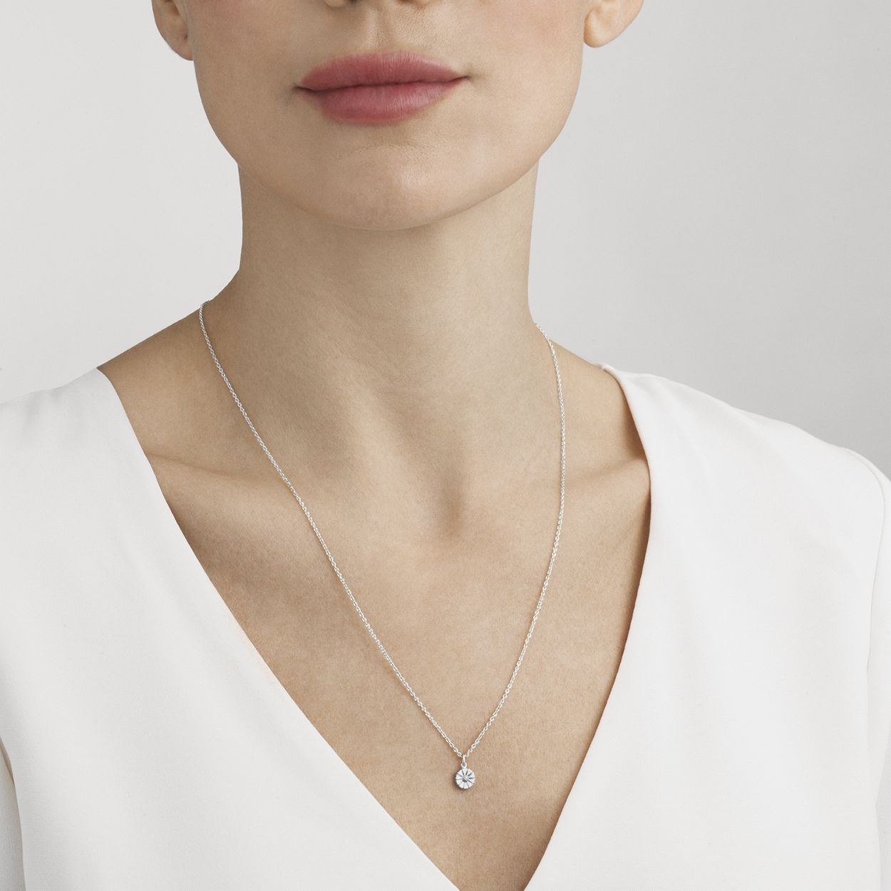 Deze hanger is van het merk Georg Jensen. Het is een damessieraad gemaakt van zilver
