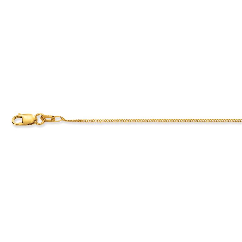 14k gouden collier in gourmet schakel, de breedte is 1mm en de lengte 42cm.