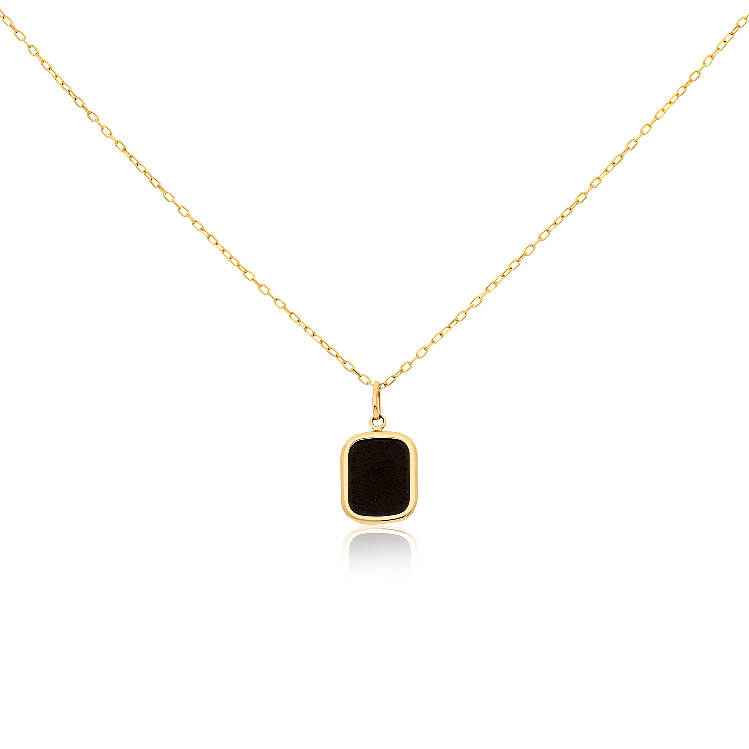 Gouden collier anker 42-45cm met Onyx 10x8 mm 