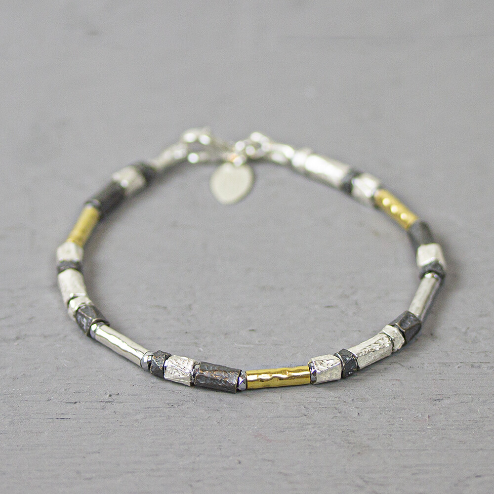 Jeh Jewels Armband Zilver Oxy/wit + Goldfilled 19,5cm