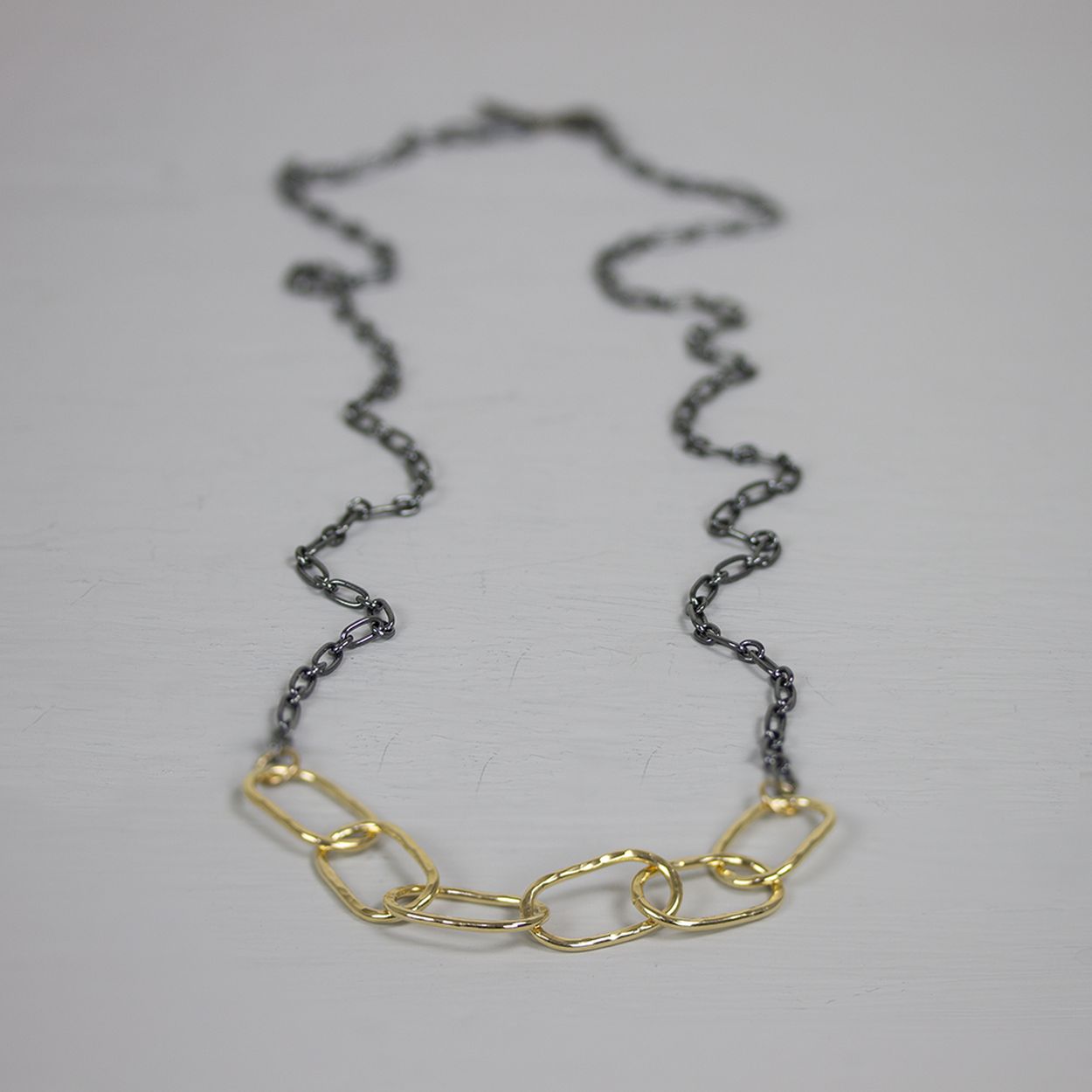 Collier GF + oxy zilver collier OVALS  65 cm