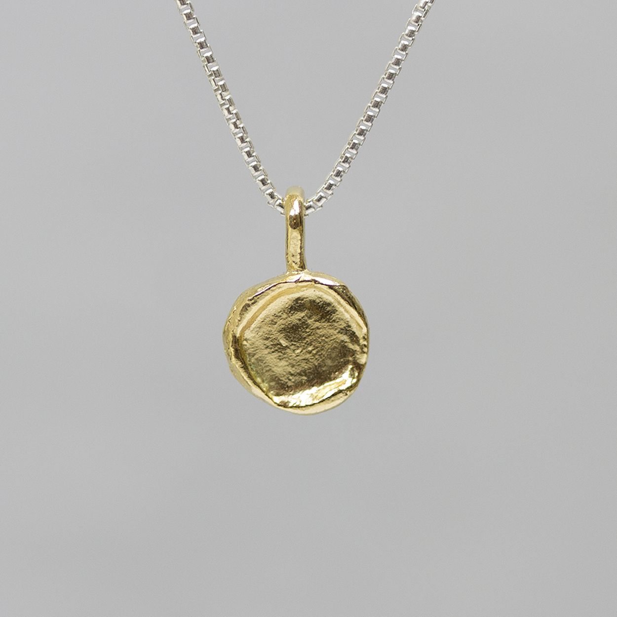 Collier zilver wit + Hanger zilver verguld rond