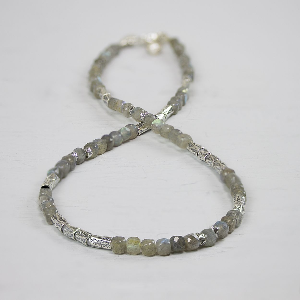 Collier oxy zilver met labradoriet 43,5 cm