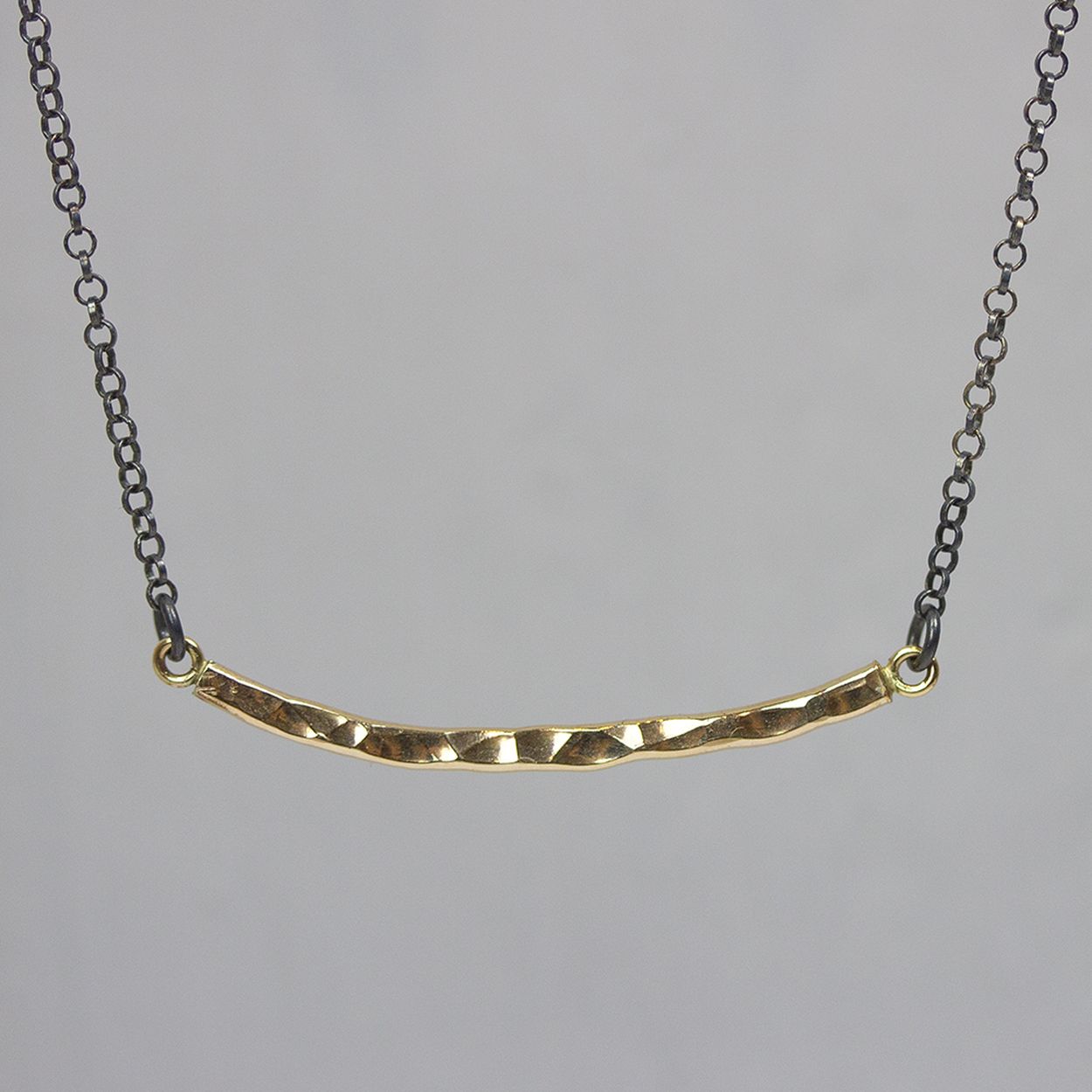 Collier zilver oxy met goldfilled balkje