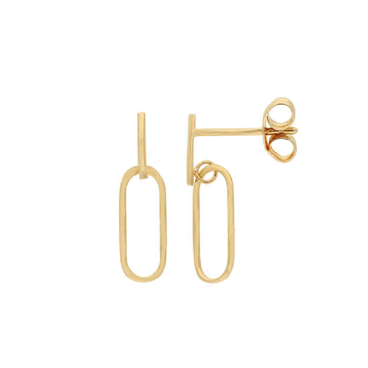 Het zijn oorhangers voor dames gemaakt van goud. De oorhangers zijn geel van kleur.
De verdere specificaties van de oorhangers zijn als volgt:
Soort bewerking: paperclip schakel
Lengte: 16mm

Steenkleur: Geen steen