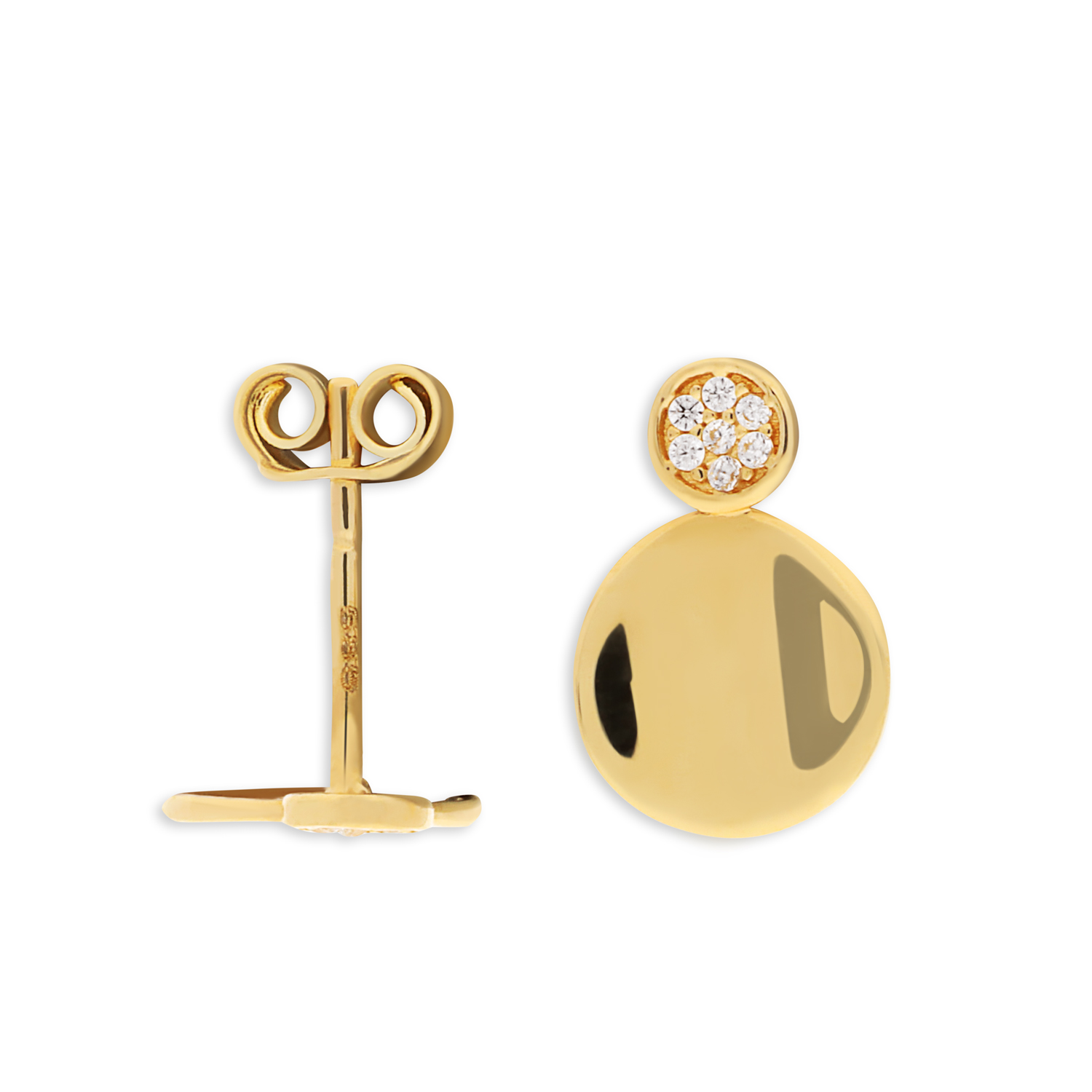 Gouden oorsteker pavé zirkonia 2x cirkel