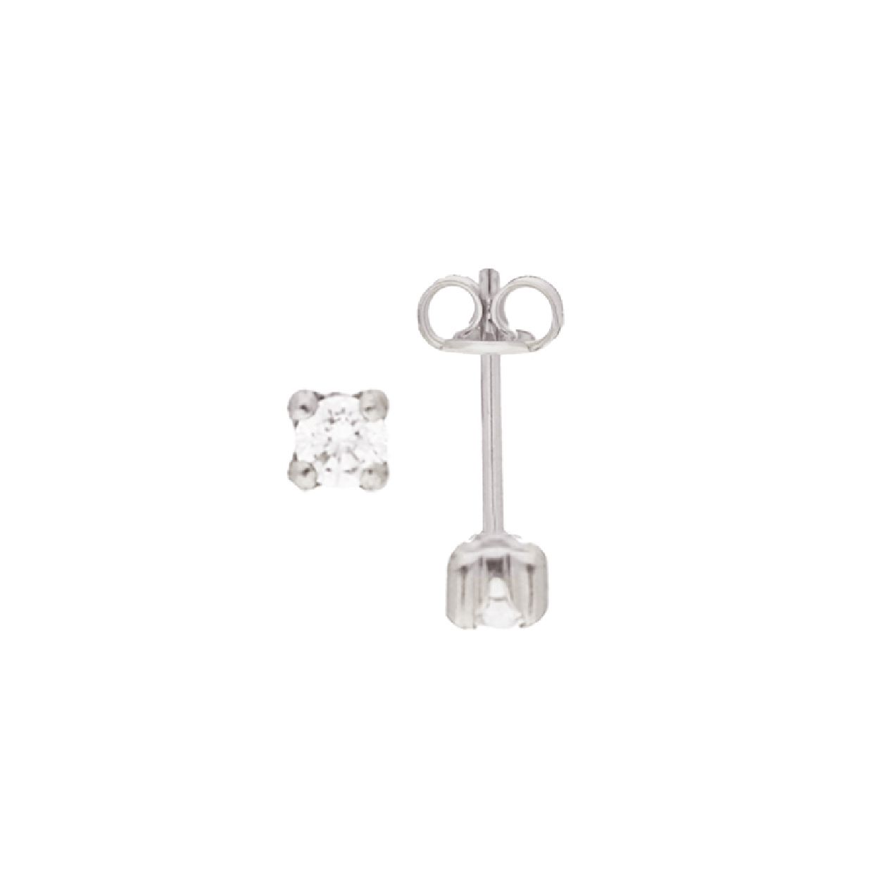 Witgouden oorstekers met zirconia van 5mm. in mooie vierpootzetting