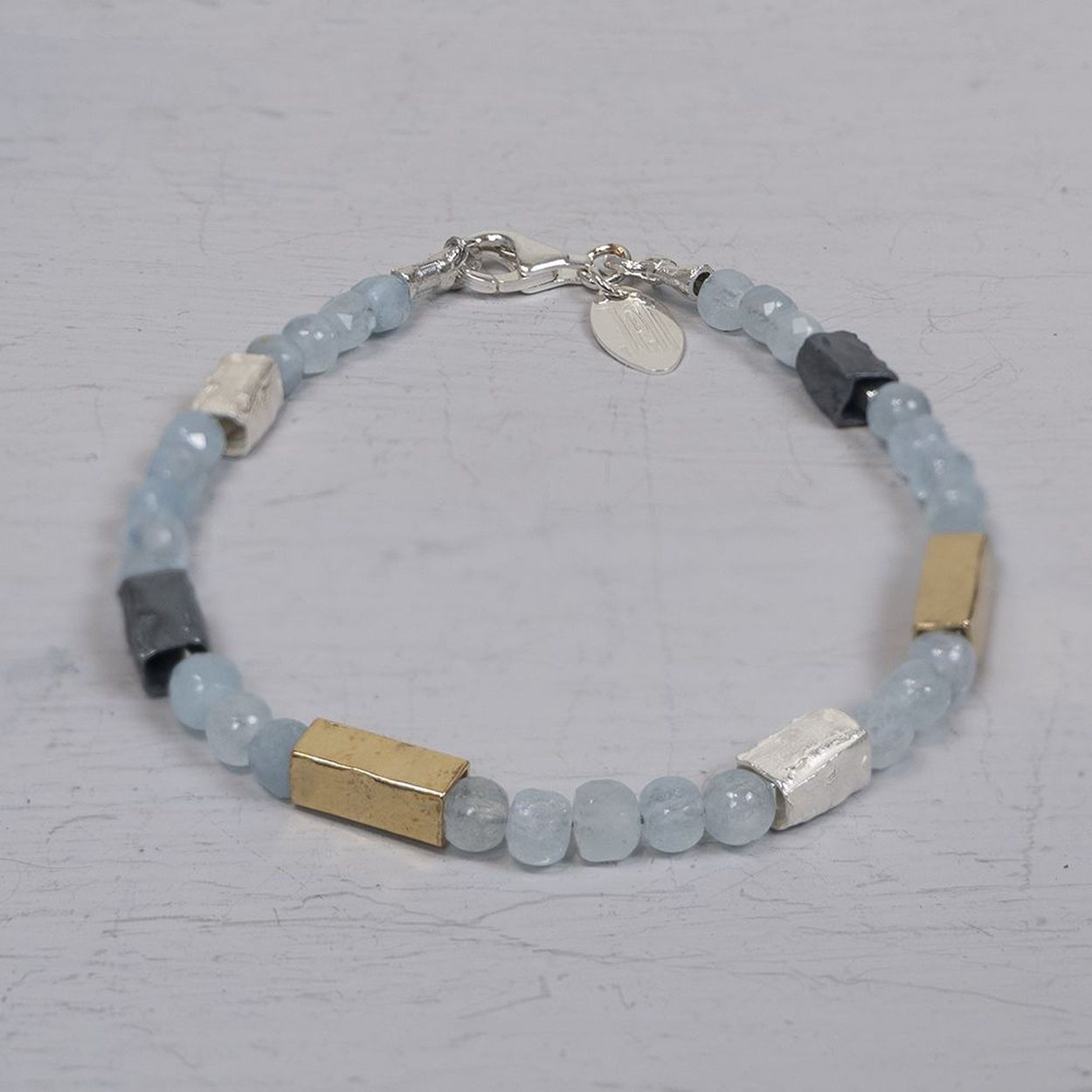 Armband zilver aquamarijn