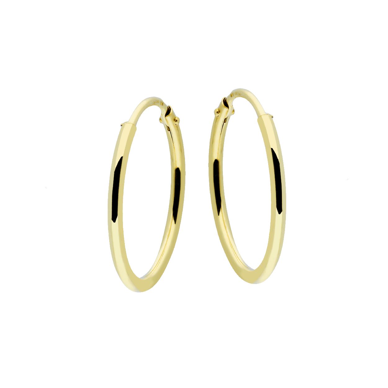 Mooi en subtiele buisoorringen vervaardigd in het 14 karaat geelgoud. Deze verfijnde oorring heeft een diameter van 17,5 mm en komen uit d hoogwaardige collectie van GLOW.