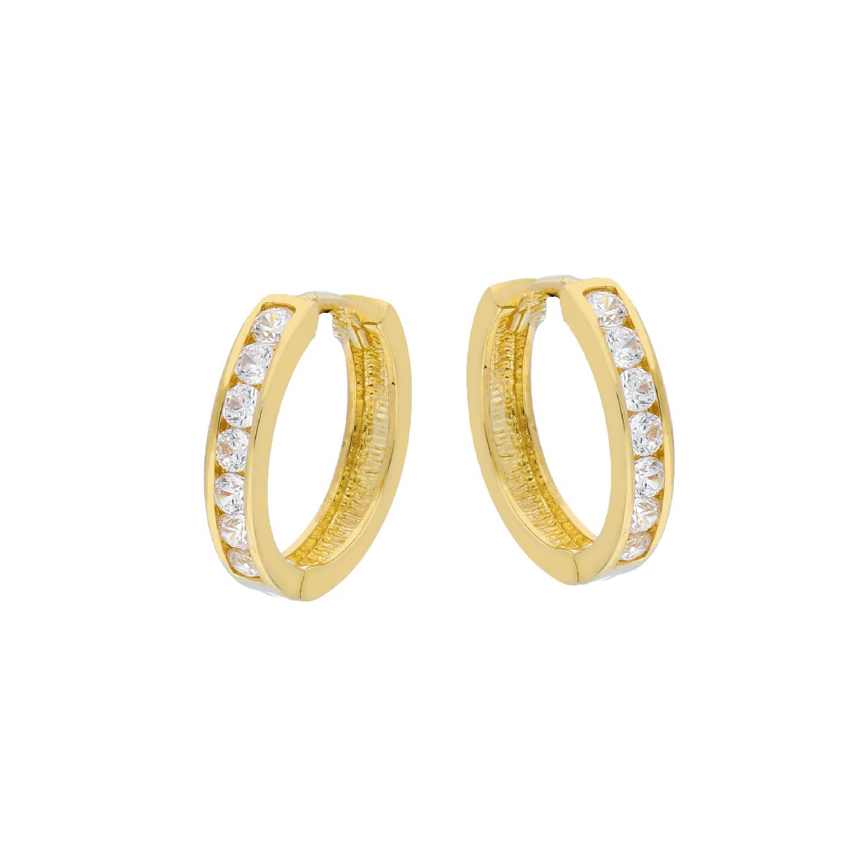 14K Gouden Klapoorringen 15mm met Zirkonia