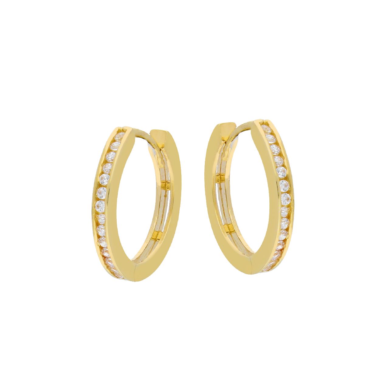 14K Gouden Klapoorringen 15mm met Zirkonia