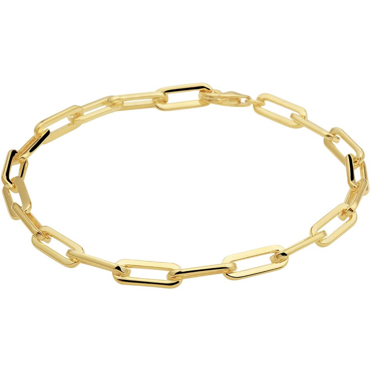 Geelgoud op 925 zilveren anker armband met een schakelbreedte van 4.5mm. De armband is uitgevoerd met een stevige karabijn sluiting en heeft een draaglengte van 19cm.