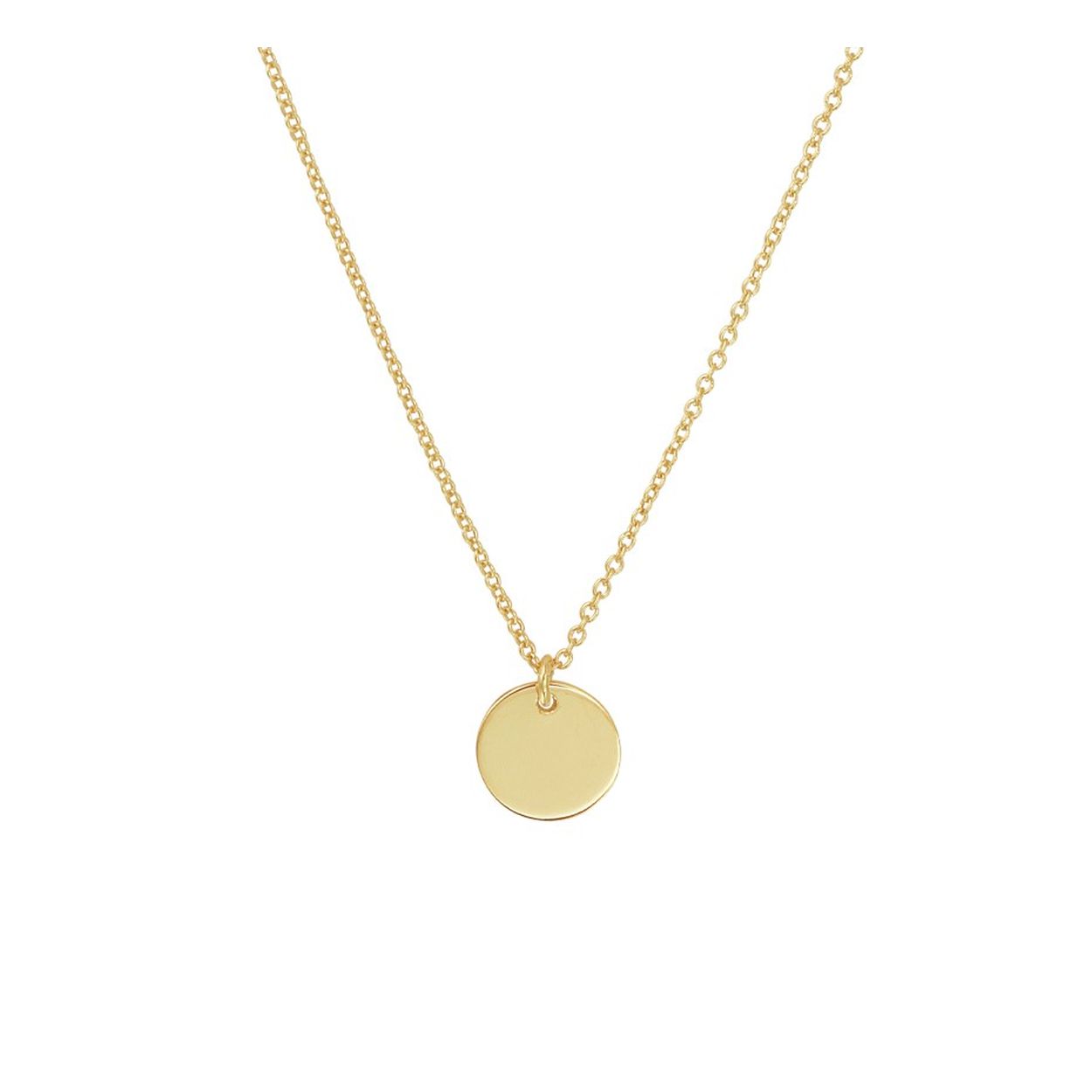 Zilver Verguld Collier uitgevoerd met een hanger in de vorm van een rondje. Het collier heeft een draaglengte van 40cm met een extensie van 5cm en een stevige karabijn sluiting. Het rondje heeft een diameter van 10mm.