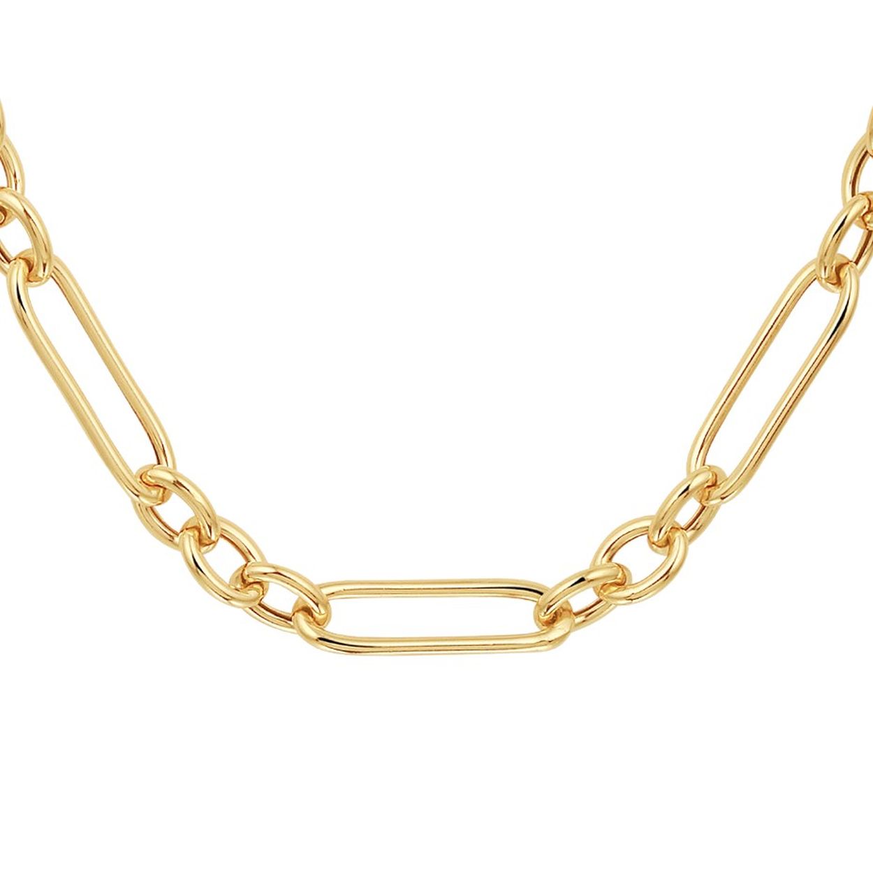 Geelgoud op 925 zilveren collier met een schakelbreedte van 7mm. Het collier heeft een draaglengte van 50cm en een stevige karabijn sluiting.