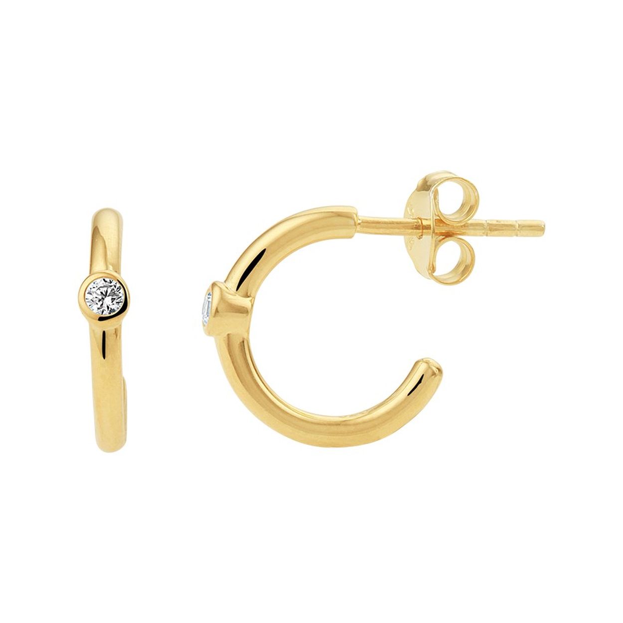 Diameter; 13mm
Breedte: 2.5mm
Materiaal: verguld zilver
Steen: zirkonia 
