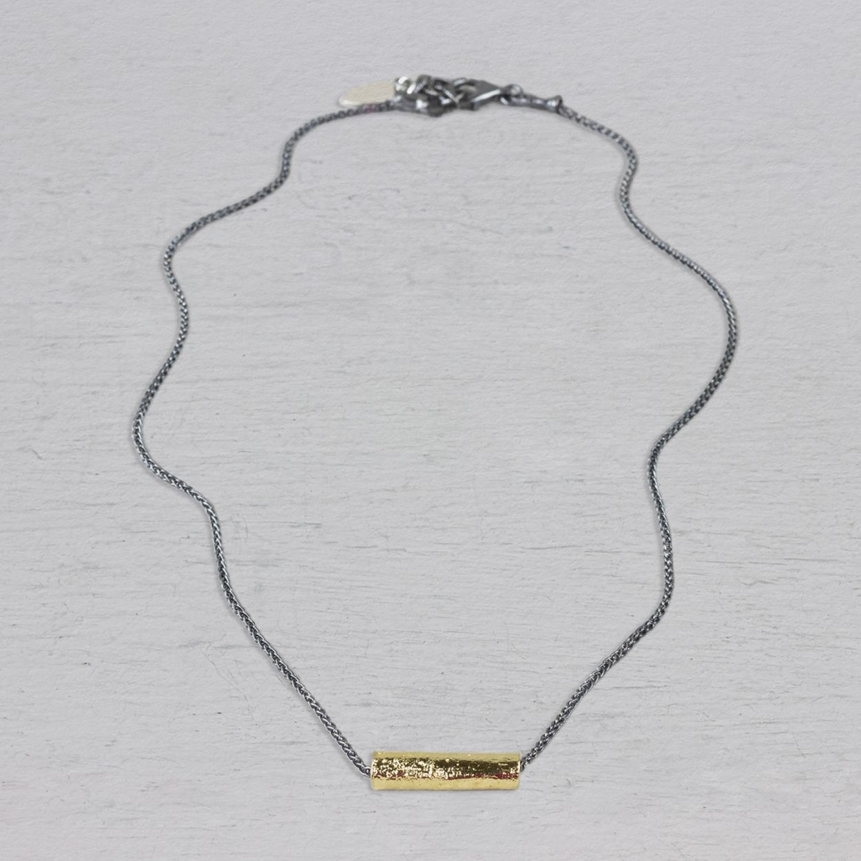 Jeh Jewels Collier zilver oxy fijn + buisje zilver verguld 21057