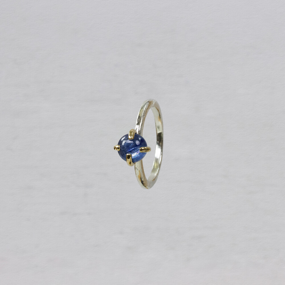 Ring zilver met 9 karaat kyaniet roosje - JEH21106