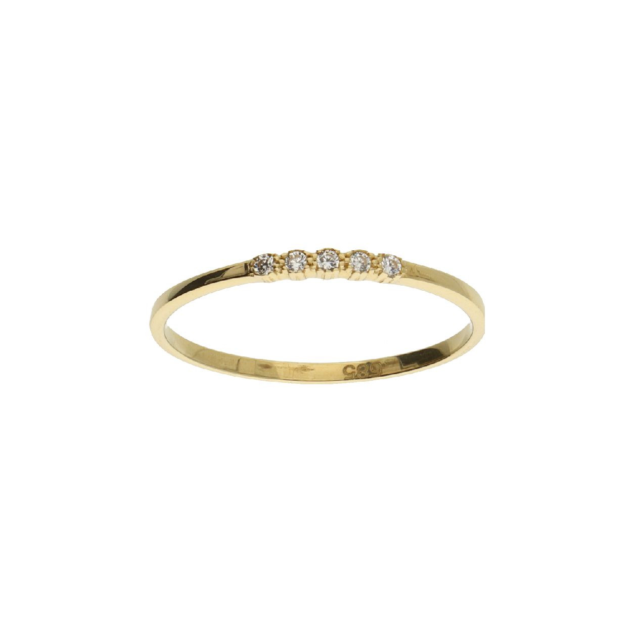 Deze smalle gouden ring met zirkonia's is perfect te stapelen met meerdere ringen aan 1 vinger.