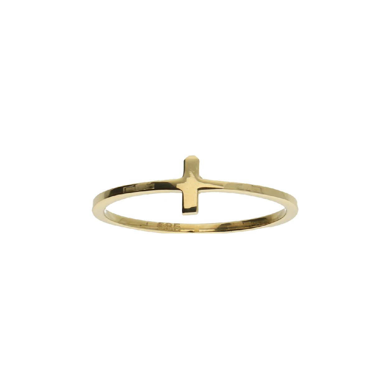 14 karaat gouden ring met kruis