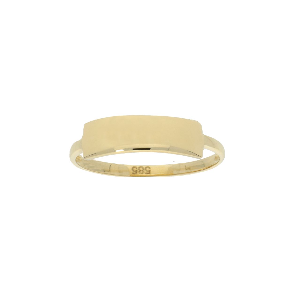14k gouden ring met een graveerplaatje.