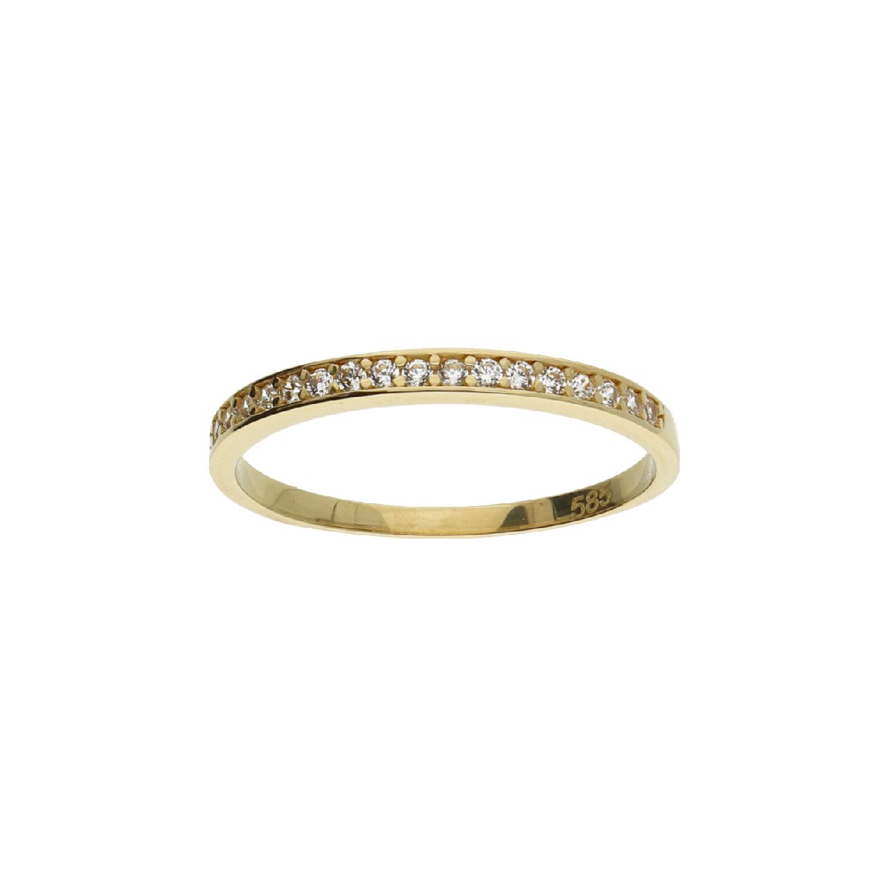 Geelgouden 14 karaat dames ring met zirkonia's gezet in een Alliance zetting