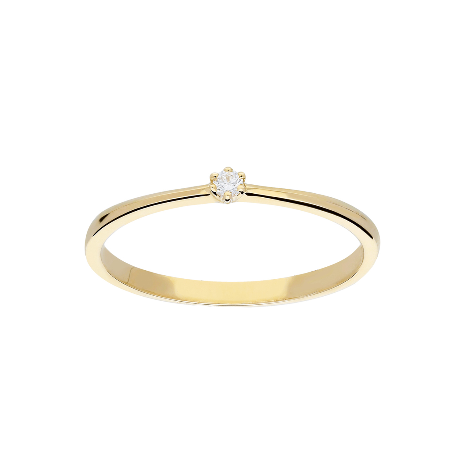 14K Ring Solitair met  diamant 1-0.03 G-SI